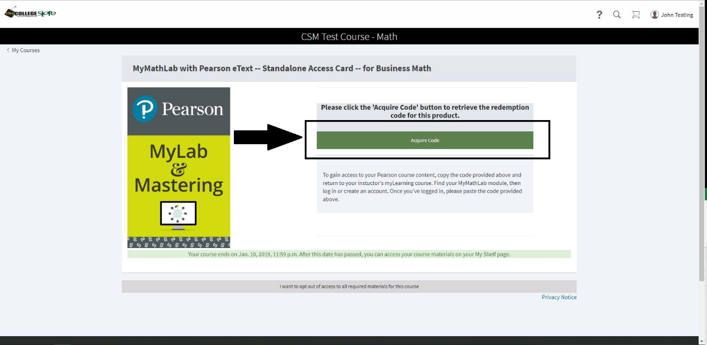 Direct Digital Access Program CSM College Store