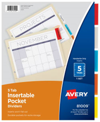 Avery 5 Tab Insertable Pocket Divider