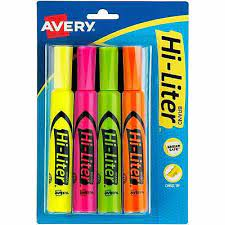 Avery Hi-Liter Chisel Tip 4pk (SKU 10246856240)